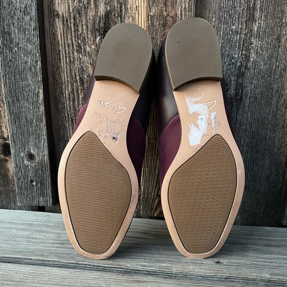 Clarks Pure Tone Burgundy Combo Leather and Suede Flats - Picture 3 of 8